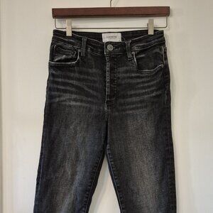 Evereve 26 Ever Straight Black Jean High Rise Raw Ankle Grunge Scandi Minimalist